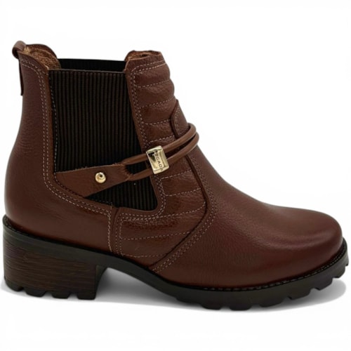 Bota Cano Baixo Pegada em Couro Feminina