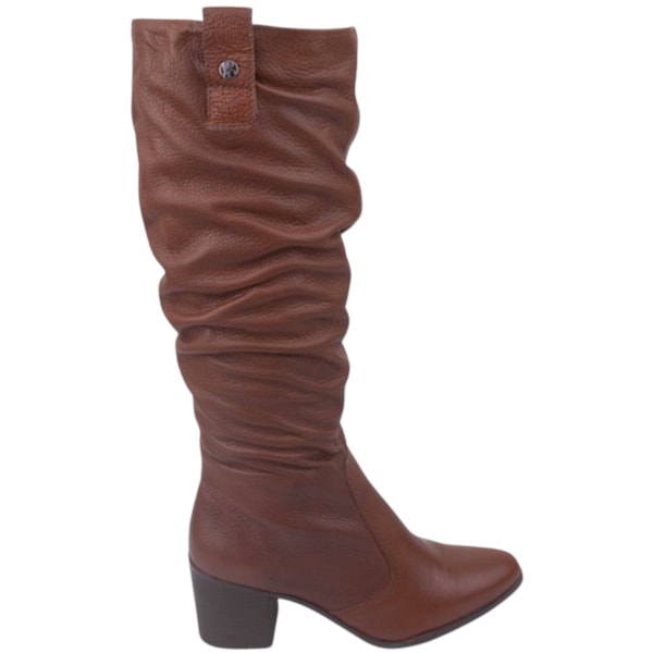 Bota Cano Longo Bottero em Couro Salto Bloco Feminina