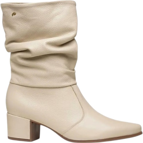 Bota Cano Médio Pegada em Couro Feminina