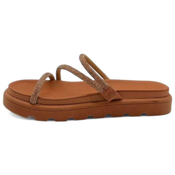 Papete Flatform Vizzano Tiras Strass Feminina