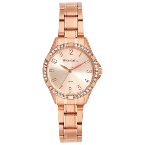 Relógio Mondaine Cristais Rose Gold Feminino