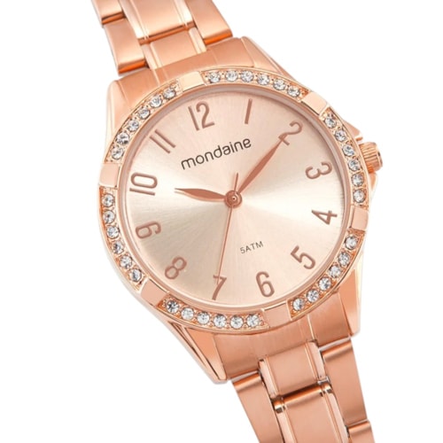 Relógio Mondaine Cristais Rose Gold Feminino