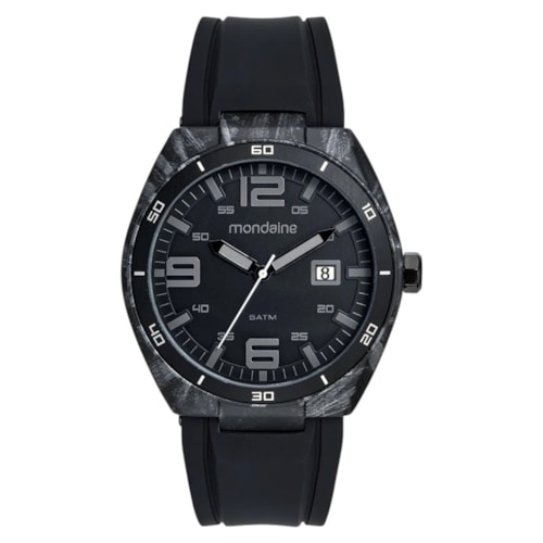 Relógio Mondaine Detalhes em Carbono Pulseira Silicone Masculino