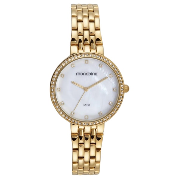 Relógio Mondaine Madrepérola Cristais Feminino