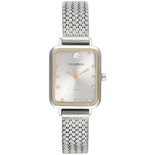 Relógio Mondaine Quadrado Cristais Prata Feminino