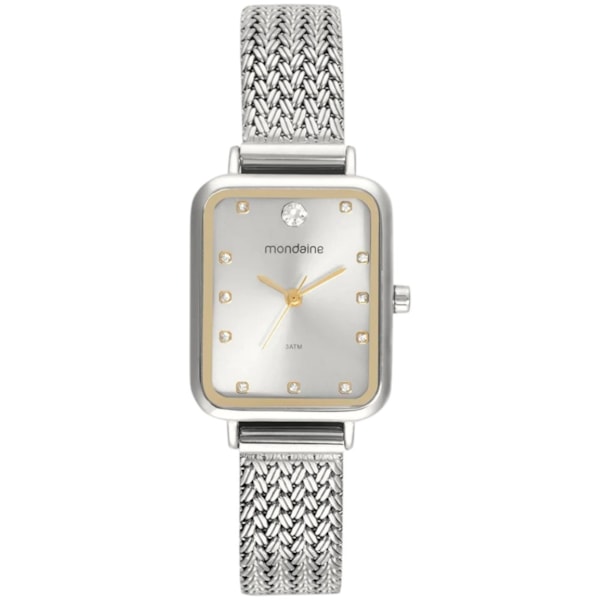 Relógio Mondaine Quadrado Cristais Prata Feminino