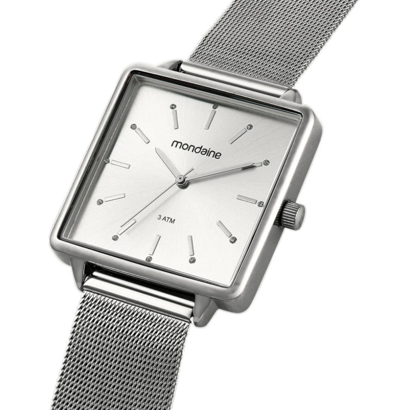 Relógio Mondaine Quadrado Minimalista Prata Feminino-624cda70-5cce-4c43-8c5f-8593096d49d0