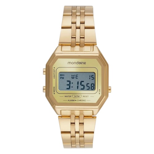Relógio Mondaine Unissex Digital Vintage Dourado
