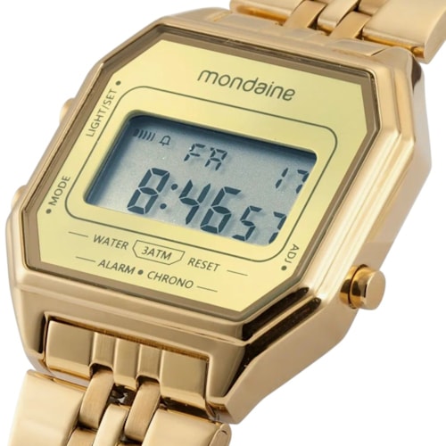 Relógio Mondaine Unissex Digital Vintage Dourado