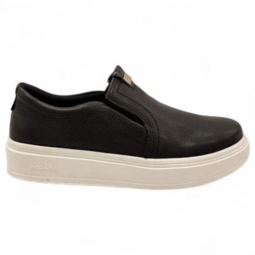 Tênis Slip On Casual Pegada em Couro Feminino